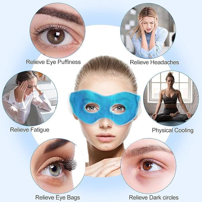 Reusable Cooling Eye Mask for Puffiness & Swelling Migraines 2PCS Gel Frozen Eye Mask for Dark Circles Dry Eyes Hot Cold Compress Ice Pack for Headache Relief