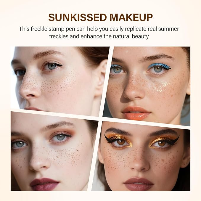 Freckle Stamp Pen, Natural Fake Freckle Makeup Pen，Waterproof Quick Dry Long Lasting Soft Faux Freckles, Lifelike Magic Stamp Marker for Sunkissed Makeup (Light)