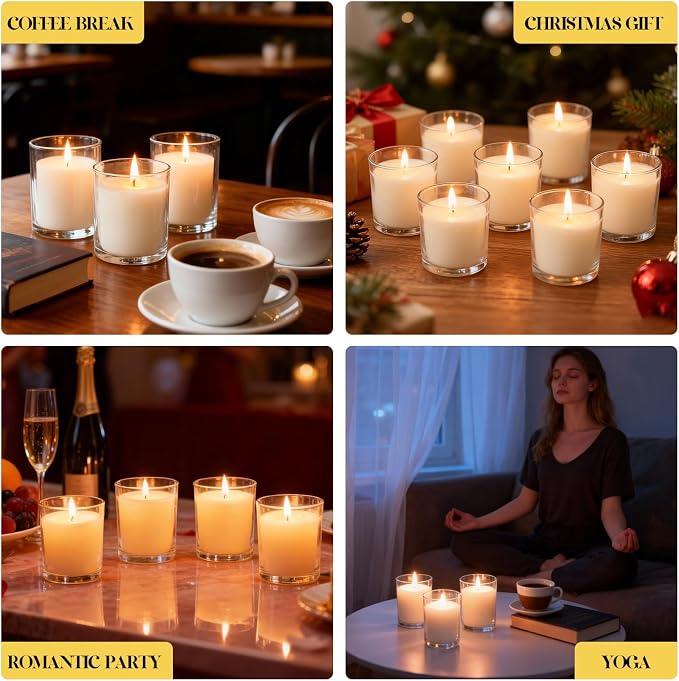 12 PCS 6oz Vanilla Scented Candles Set, Creamy Soy Wax Candles | Warm & Cozy Home Fragrance, Bulk Gift Box for Wedding, Holiday, Party Favors and Decor
