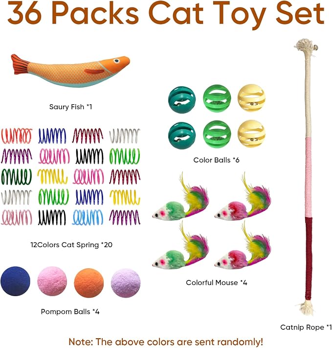 Cat Toys for Indoor Cats, 36 Pack Interactive Cat Toy Set