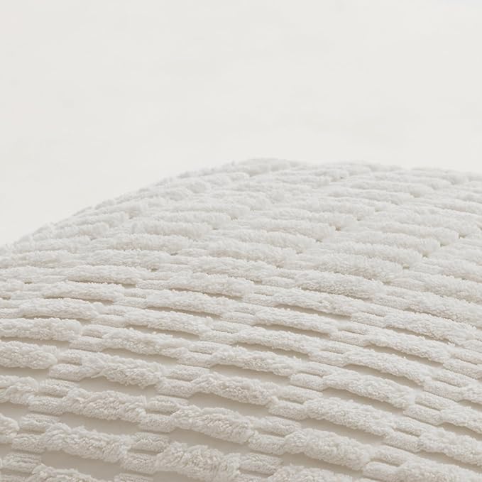 Fancy Homi Decorative Throw Pillow Covers for Bed Couch Bedroom Bench, Soft Corduroy Solid Pillow Case, Rustic Farmhouse Boho Room Decor,36" x 14" (Pack of 1),White
