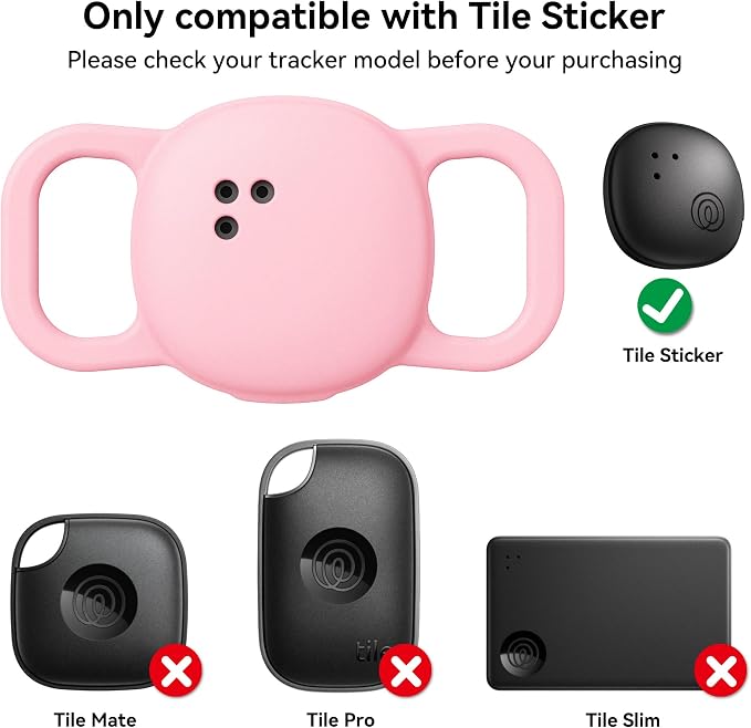 DDJ 2-Pack Cat Collar Case for Life360 Tile Sticker (Smallest Tracker)–NOT for Tile Mate/Pro–Silicone Protective Holder for Dog/Pet Collar, Ultra Durable, Easy Installation, Lightweight, Pink
