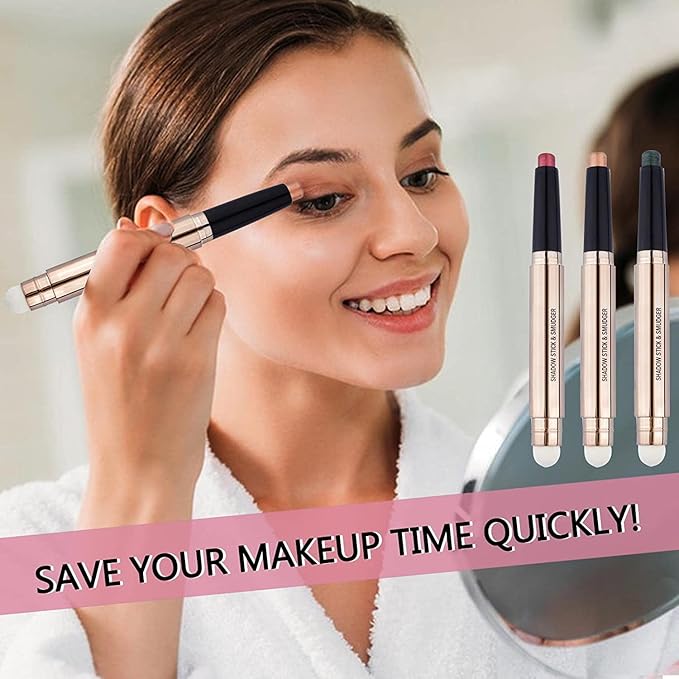 2 in1 Midnight Black Eyeshadow Stick Cream Shimmer Smooth Eyeshadow Pencil Hypoallergenic Waterproof Long Lasting Eye shadow (Midnight Black)