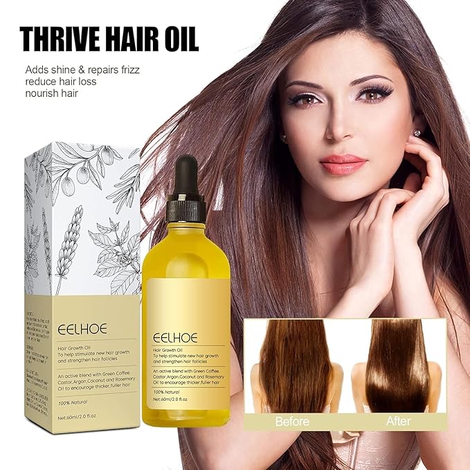Natural Hair Growth Oil for Dry, Damaged & Thin Hair, Nourishing Unisex Formula (3 * 60ml)