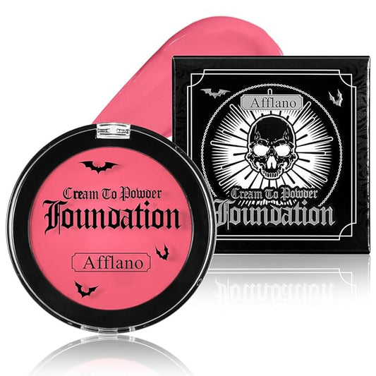 Pink Face Body Paint Cream to Powder Foundation Makeup, Pro Multi-Use Face Painting & Cream Blush for Pink Halloween FX Makeup, Non Toxic Washable Long Last Facepaint for Skull, Goth, Parties, Cosplay