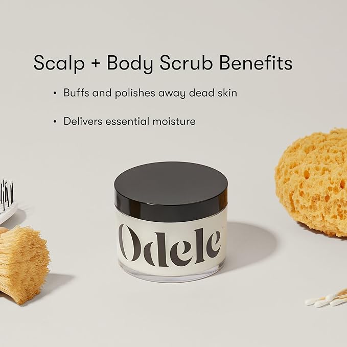 Odele Scalp + Body Scrub, Exfoliating Sugar Scrub with Caffeine to Remove Buildup, Hydrate & Smooth Skin and Scalp, For All Hair & Skin Types, 8 oz
