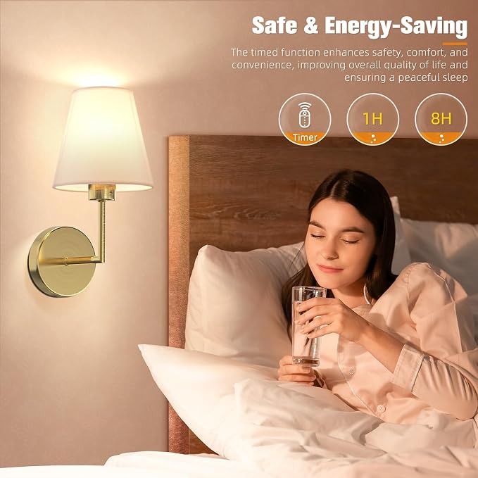 13.8 inch Battery Operated Wall Sconce Set of 2,Gold Rechargeable Wall Lights with 10400mAh Dimmable Detachable Bulbs and Remote,9 Colors Wireless Sconces for Bedroom Living Room Hallway