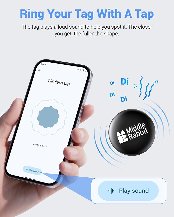 GPS Dog Tracker for Android, Dog Collar Tracker with Silicone Holder, Works with Google Find Hub, No Monthly Fee, Pet Tracker for Dogs