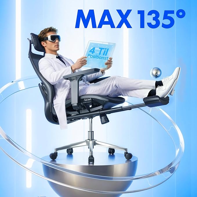 FLEXISPOT MasterEase Massage Office Chair with Footrest, High Back Ergonomic Desk Chair with Adjustable Headrest, 3D Armrests, 2D Lumbar Heated Massage, 4-Position Recline, Foam Seat, Black