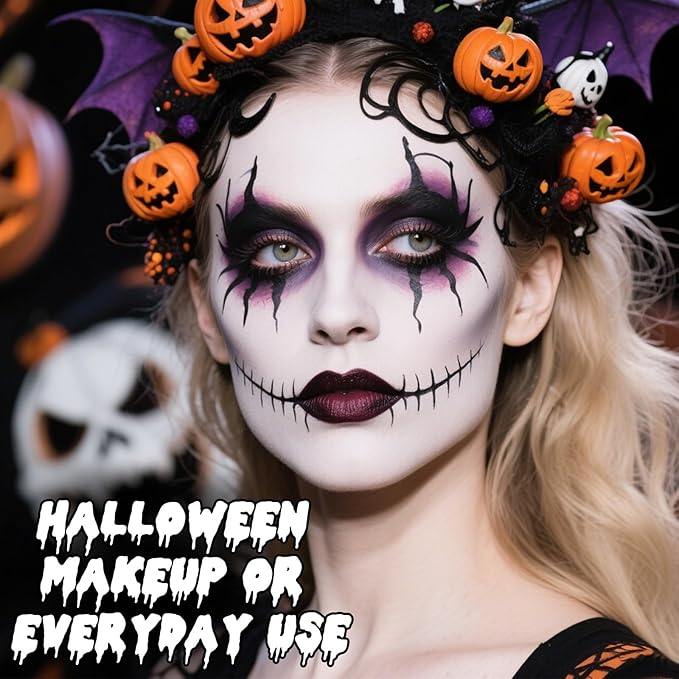 White Liquid Foundation for Halloween Goth Makeup,Professional Waterproof Full Coverage White Foundation for SFX Skeleton Ghost Zombie Clown Cosplay Makeup Face Paint for Adult Halloween Party