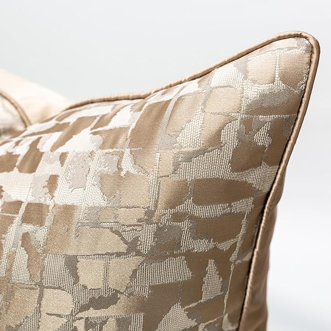 vctops Gold Decorative Luxurious Throw Pillow Covers Jacquard Square Cushion Cases Pillowcase for Bed Sofa Couch Chair Car Home Decor (Brown A,18"x18")