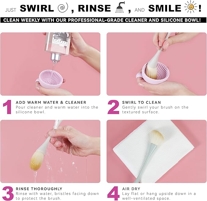 Aprilous Makeup Brush Cleaner with Silicone Mat, Tea Tree Oil, Shampoo for Sponges & Puffs, Deep Cleaning, Antibacterial, Conditions Bristles, Gentle, Vegan & Cruelty-Free, 6.76 fl.oz