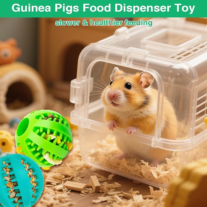 2 PCS Hamster Foraging Balls Small Animal Enrichment Toys Treat Dispenser Intellectual Maze Snack Hidden Slow Feeder Suitable for Hamsters Guinea Pigs Rats Gerbils Mice Chew Toys for Rabbits