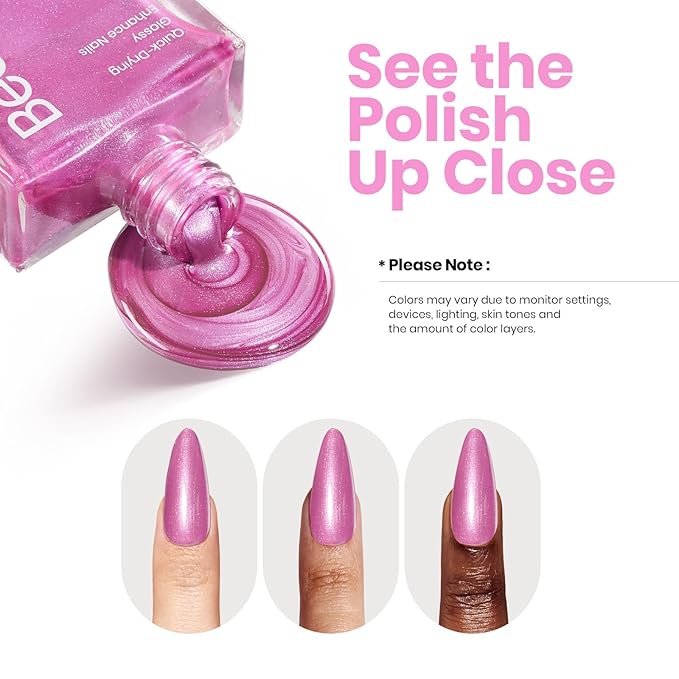 Beetles Sakura Pink Pearl Nail Polish - 15ml Quick Dry & Long Lasting Shimmer Art Effect for Nail Salon DIY at Home Spring Nails