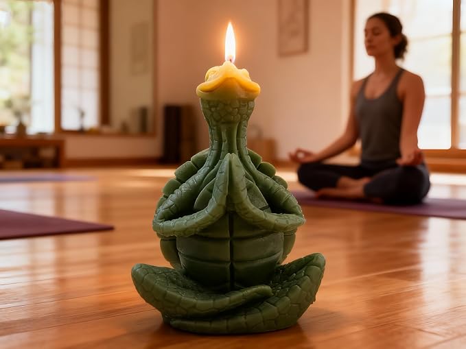 Turtle Yoga Pose Shaped Scented Candle,50G Aroma Soy Wax Decorative Art Candle for Table Photo Prop Birthday,Prefect Gift for Meditation Stress Relief Mood Boosting (Green)