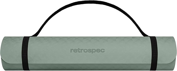 Retrospec Zuma Yoga Mat 6mm Thick Non-Slip TPE Exercise Mat | Cushioned Workout Mat for Yoga Pilates and Home Stretching | 72 x 24 with Carrying Strap