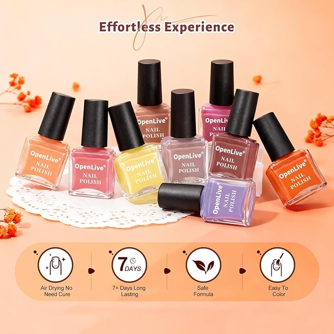 Autumn Maple Leaf Nail Polish Set -12 Colors Orange Purple Yellow Nude Pink Nail Polish Set With Base Coat and Top Coat Quick Dry Long Lasting Color Nail Polish for Holiday Gift Giving 5ML