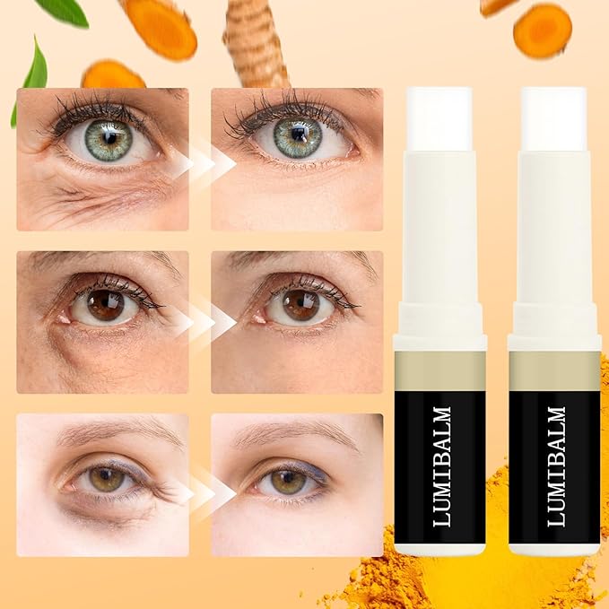 lumibalm Turmeric Eye Stick for Under Eye Bags, Erases Eye Bags Within Minutes,Turmeric Retinol Eye Cream for Puffiness (2pcs)