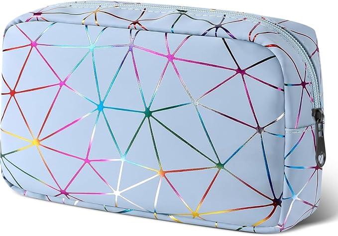 Likesing Period Bag for Girls Womens, Leather Sanitary Napkin Storage Bag, Portable Menstrual Pad Bag Period Pads Pouch, Small Make Up Bags(Colorful Blue)