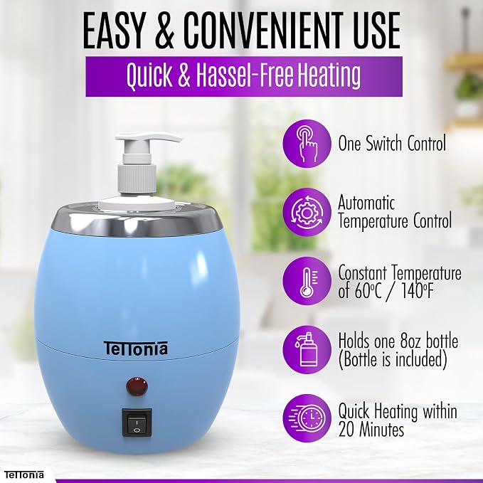 Massage Oil/Lotion Bottle Warmer - Auto-Temperature (Blue Pastel)