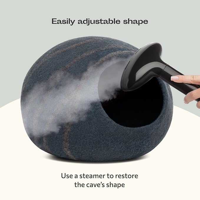 Cat Cave - Merino Wool Bed for Indoor Cats (Slate Gray, Medium) | Cat Bed Enclosure, Premium Felt, Handmade, Super Soft, Lightweight, Breathable, Adjustable Shape