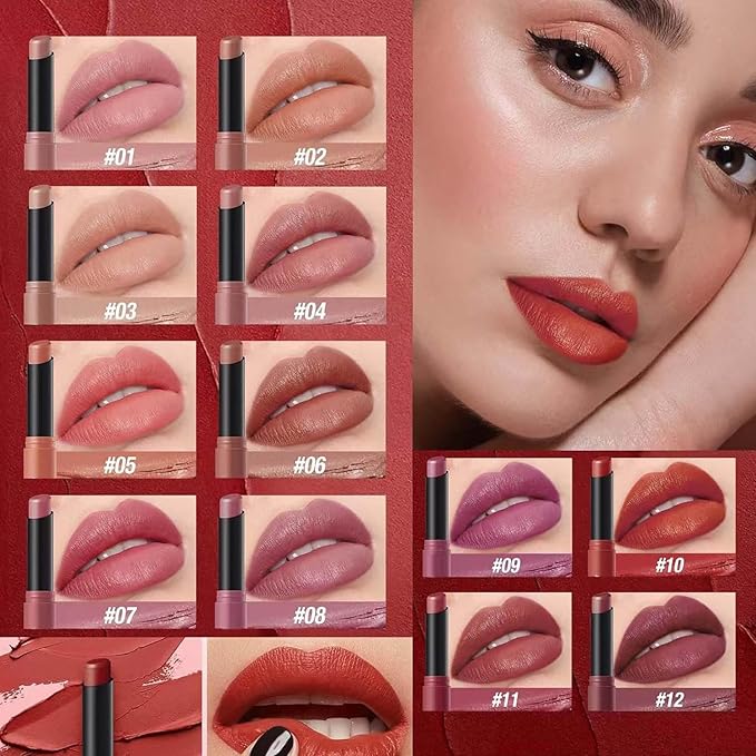 Matte Lipstick for Women Lip Makeup Lipsticks Lip Liner Pencil Waterproof Long Lasting Hypoallergenic Highly Pigmented Quick Makeup Lightweight Portable Lip stick 3#