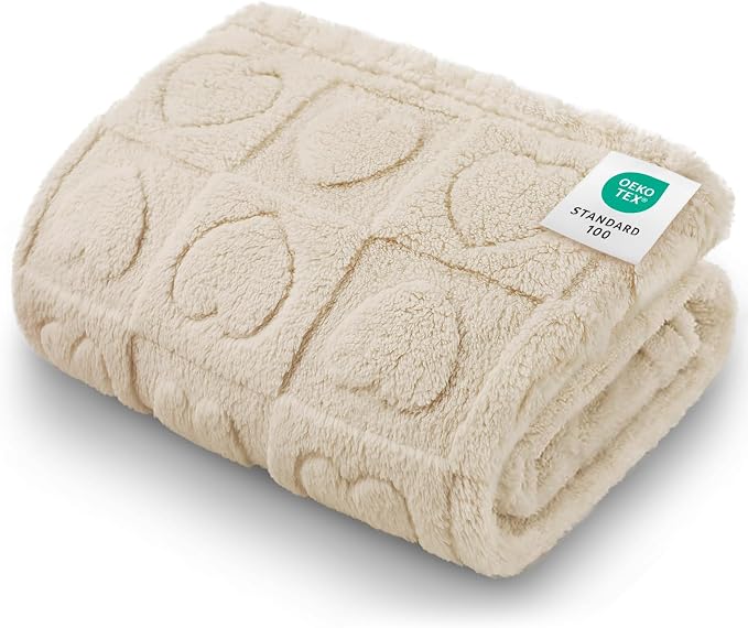 Luciphia Small Dog Blanket Washable Pet Bed Cover Soft Fluffy Puppy Blanket with Premium Fleece 300GSM Cozy Calming Cat Blankets for Indoor Cats Beige 57x40 inch | Pink Blanket Washable for Medium/Large Dogs, Cute Cover on Bed Couch Crate Car, Puppy Es...
