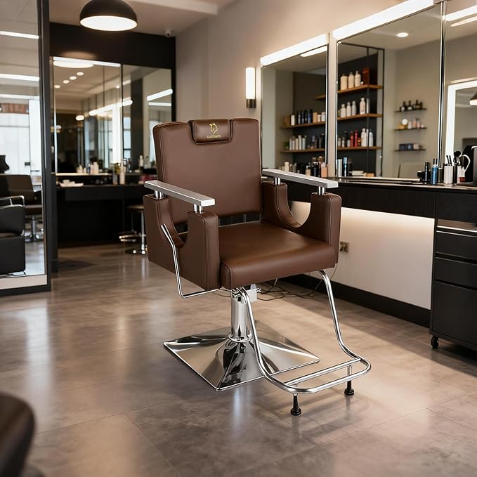 Heavy Duty Barber Chair, 360° Swivel Reclining Salon Chair for Hair Stylist, Height Adjustable Hydraulic Hairdressing Chair with Footrest for Barber Shop, Beauty Salon, Hairdressers