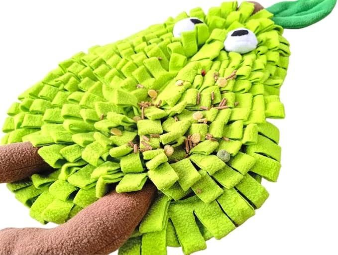 Ferret Cats Snuffle Mat Fleece Foraging Mats Interactive Feeding Toy Small Animal Rabbit Guinea Pig Rat Hamster Anti Slip Treat Dispenser Slow Feeder (Pear)