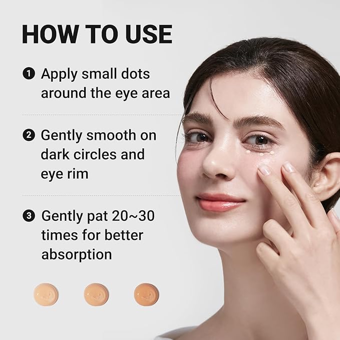 I Lenol Tinted Eye Cream for Dark Circles, Korean Undereye Cover & Care Dual Action Concealer, Hydrating Formula with Niacinamide, Dark Spot Cream 0.52 oz - Medium Beige