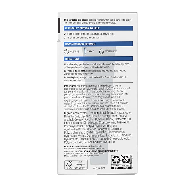 Neutrogena Rapid Wrinkle Repair Retinol Eye Cream for Dark Circles,Daily Anti-Aging Under Eye Cream with Retinol & Hyaluronic Acid to Fight Fine Lines,Wrinkles,& Dark Spots,0.5 fl. oz,(Pack of 12)