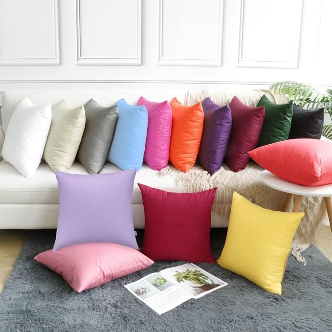 4-Pack 100% Cotton Comfortable Solid Decorative Throw Pillow Case,Thmyo Square Cushion Cover Pillowcase Sublimation Blank Pillow Covers DIY Throw Pillowcase for Couch Sofa(18x18 inch/ 45x45cm,Violet)