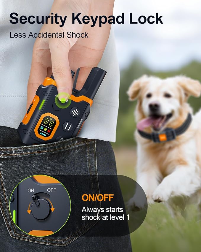 Dog Shock Collar with Remote Control (5-120Lbs) - 3300ft Electric Training Collars for Dogs e-Collars Bark Anti Barking Large Medium Small, Waterproof (Orange)