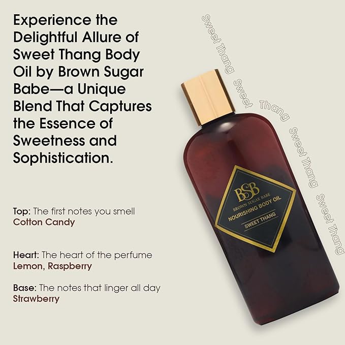 Brown Sugar Babe Sweet Thang Body Oil, Nourishing Oil for Women, Scented Skin Care, Perfume Body-Oil, Paraben Free, Made in USA