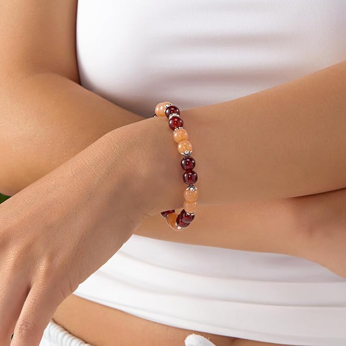 Healing Crystal Bracelet for Women Men Inspirational Bracelet Natural Stone Stretch Bracelet Spiritual Crystal Beads Bracelet Anxiety Relief Jewelry Gifts