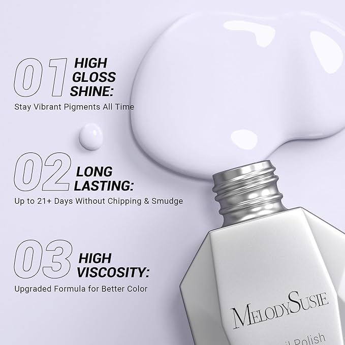 MelodySusie Thick White Gel Nail Polish,0.5fl oz Soak Off UV LED Purple White Gel Polish Gift for Women Nail Art Manicure Salon DIY Nail Design Decoration at Home-1668