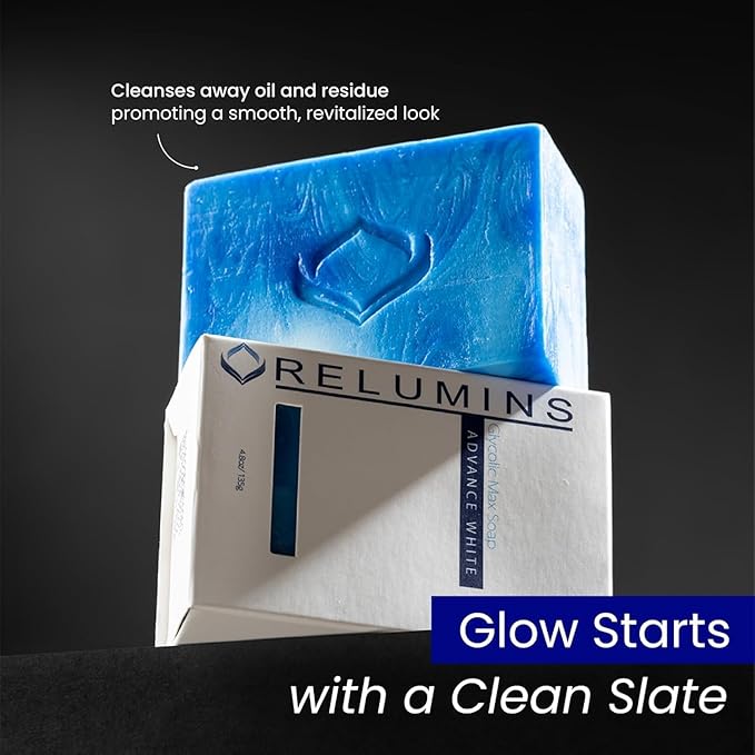 Relumins Glycolic Acid Soap Bar with Aloe and Salicylic Acid – Gentle AHA Mild Peel for Smoother, Soothing Skin | Exfoliating Bar Soap with Professional Spa Formula, 135g x 10 Bars