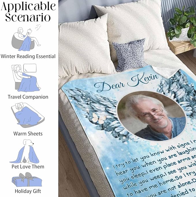 Custom Memorial Blanket with Photo - Sympathy Gift for Loss of Loved One