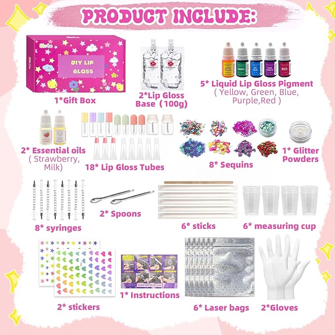 Lip Gloss Making Kit, 70PCS Diy Lip Gloss Kit, Beginner Lip Gloss Set, Make Your Own Lip Gloss Kit, Glitter Lip Gloss, Lip Gloss Kit for Girls, Lipgloss Sets for Girls Gifts