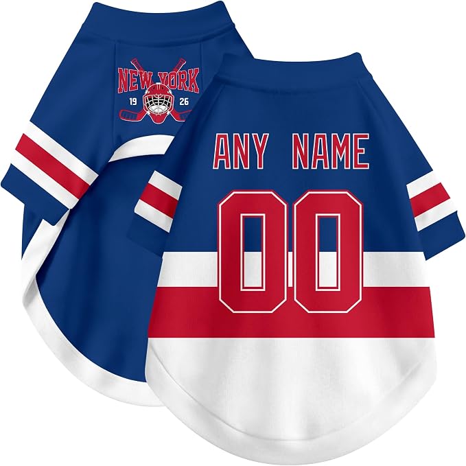 New York R Dog Clothes Personalized Pet T Shirt for Dogs Gift | Custom Name Number Jersey Style Pet Shirt for Dog