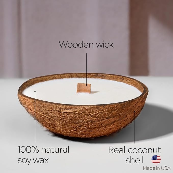 – Scented Candles Clearance | Coconut Shell Soy Wax Candle with Wooden Wick | Candles for Home Décor | Gift Idea for Women (3, Pistachio/Salted Caramel/Coffee)