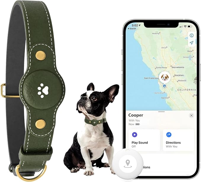 GPS Tracker for Dogs – Smart Dog Collar & Pet Tracker with Real-Time Location, No Monthly Fee, Unlimited Range (iOS & Android) – Fits Small to Large Dogs(Locator Included) (Deep Green)