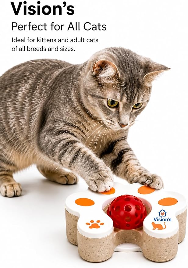 Vision's Cat Toy, Magic Organ Cat Interactive Scratcher Cardboard with Bell Ball, Foldable & Changeable Accordion Shape Exercise Anxiety Relief Toy for Indoor Cats(1PCS)