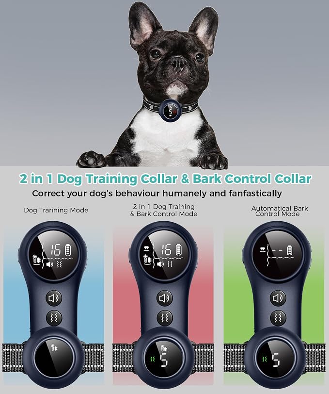 SmartPet Dog Training Collar with Remote - 4500FT Range, 3 Modes Beep Vibration Shock, IPX7 Waterproof Rechargeable Anti Bark Collar for Small Medium Large Dogs (10-120 lbs)