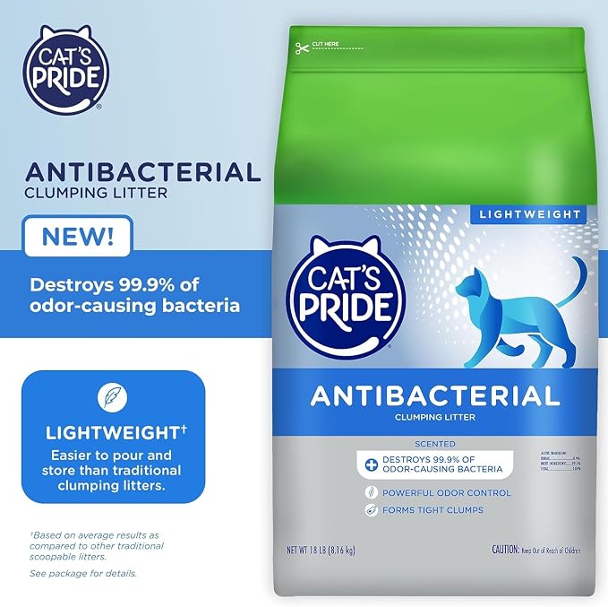 Cat's Pride Antibacterial Litter, Odor-Eliminating Lightweight Scented 12lb