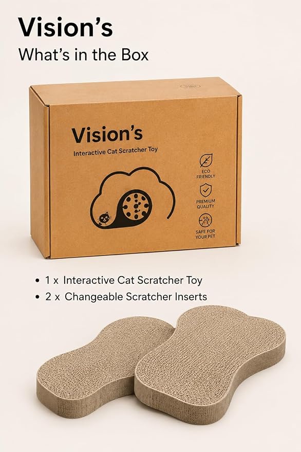 Vision's Cat Toy, Magic Organ Cat Interactive Scratcher Cardboard with Bell Ball, Foldable & Changeable Accordion Shape Exercise Anxiety Relief Toy for Indoor Cats(1PCS)