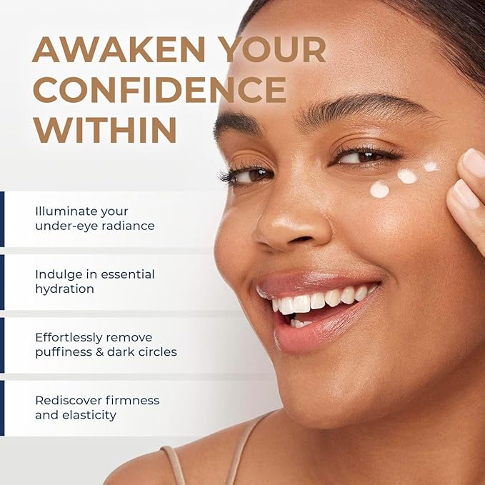 Caffeine Eye Cream for Puffy Eyes Treatment + Hyaluronic Acid & Squalane - Under Eye Cream, Dark Circles Under Eye Treatment, Under Eye Corrector Serum - 0.5oz
