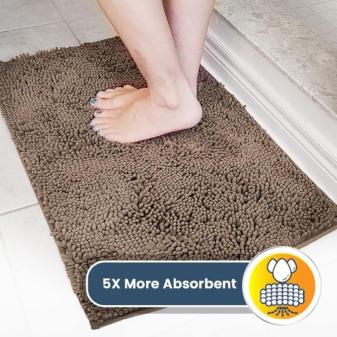 Muddy Mat® | Super Water Absorbent Door Mat Indoor, Microfiber Quick Dry Chenille Entryway Rug, Slip Resistant Front Door Mat, Indoor Mats for Entryway, Machine Washable Pet Rug, Taupe 48" x 60"