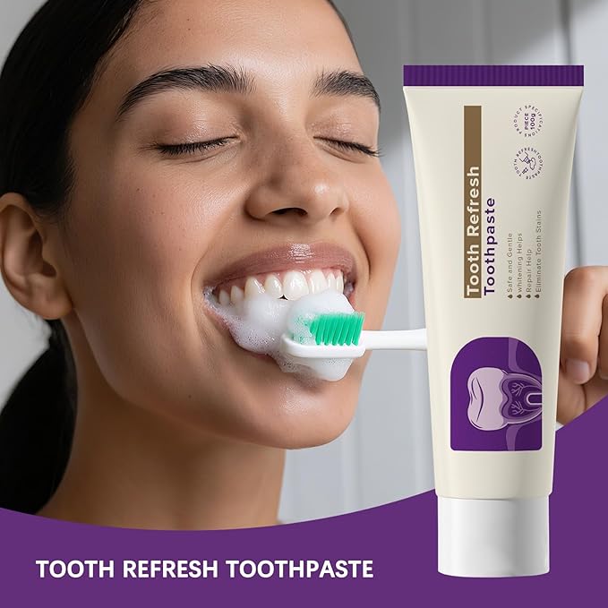 Tooth Refresh Toothpaste, Fresh Breath Whitening Toothpaste, Natural Oral Care & Enamel Repair, Helps Remove Coffee, Tea & Wine Stains, 3.52 oz (1)
