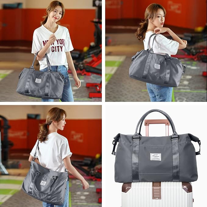 Travel Duffel Bag, Carry On Overnight Weekender Bags for Women | Travel Bag with Wet Pocket & Trolley Sleeve, For Spirit Airlines 18x14x8 Personal Item Bag